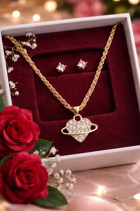 Valentine Special Celestial Heart Gold Jewelry Set