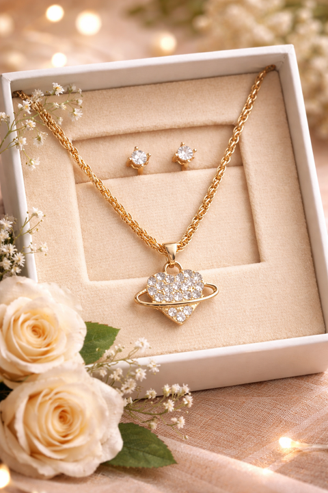 Valentine Special Celestial Heart Gold Jewelry Set