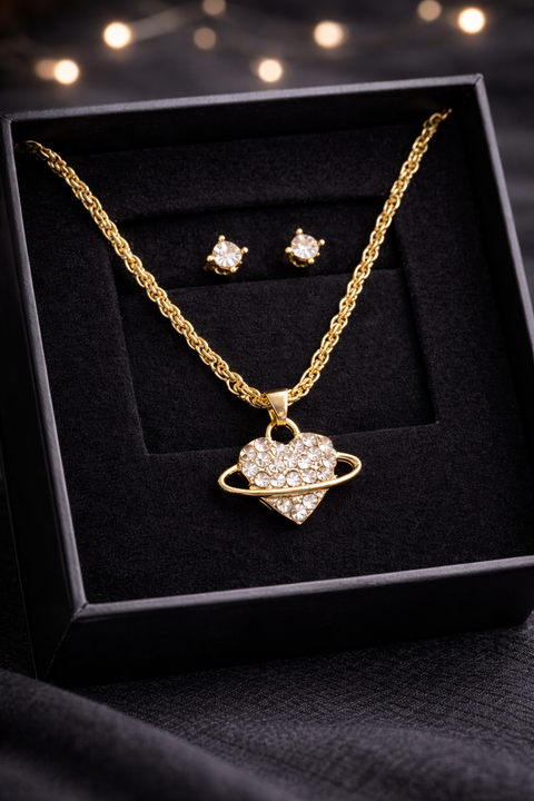 Valentine Special Celestial Heart Gold Jewelry Set