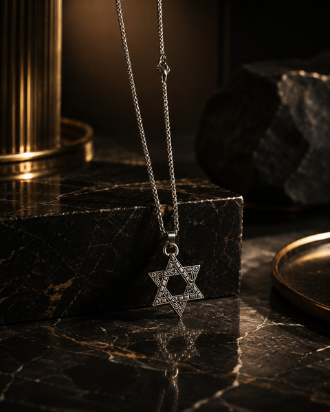 Star of David Pendant Necklace for Men | Stainless Steel Silver Chain | Premium Religious Jewelry