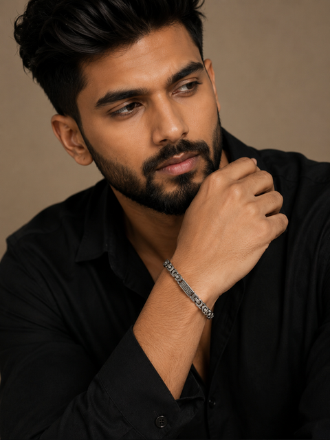 Premium Byzantine Link Bracelet for Men | Stainless Steel Greek Key Bracelet