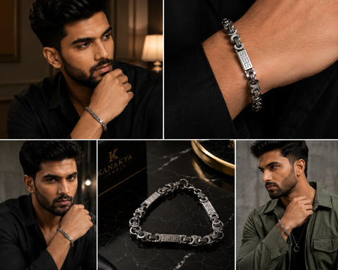 Premium Byzantine Link Bracelet for Men | Stainless Steel Greek Key Bracelet