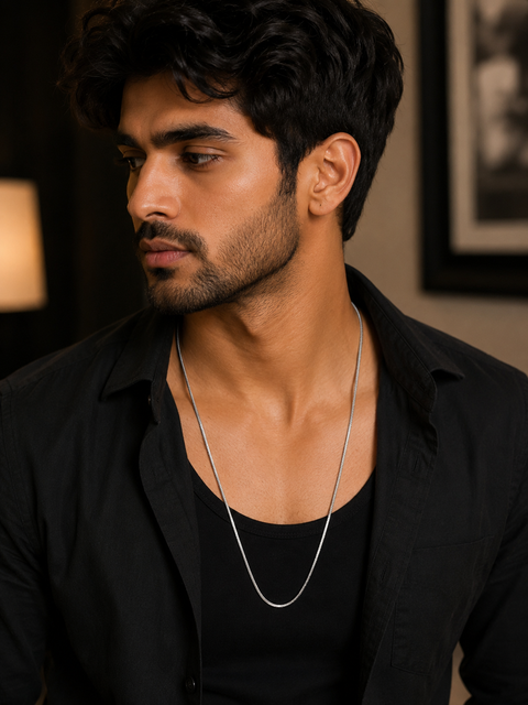 Men's Premium Silver Snake Chain Necklace – Stainless Steel Minimalist Chain