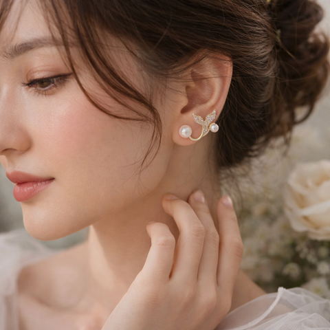 Pearl Butterfly Ear Cuff Earrings