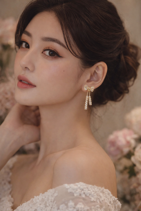Elegant Bowknot Crystal Drop Earrings for Women