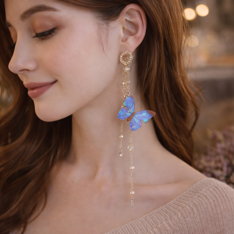 Butterfly Pearl Dangle Earrings