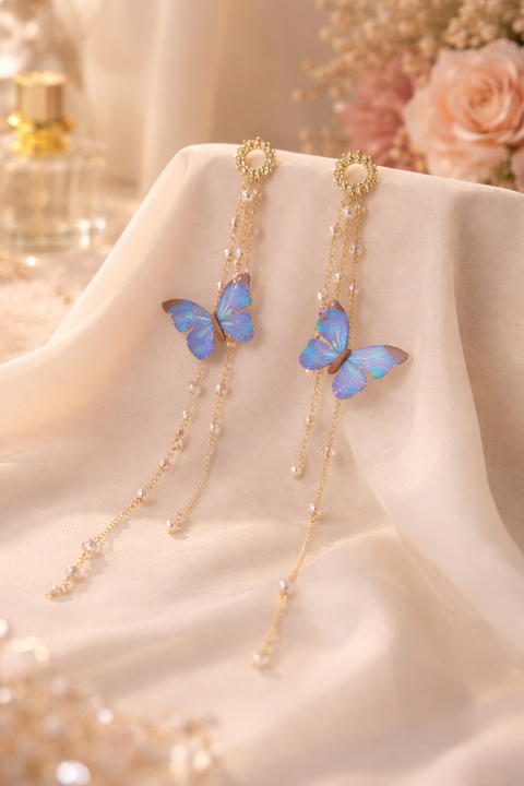 Butterfly Pearl Dangle Earrings