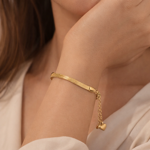 Gold Herringbone Bracelet for Women