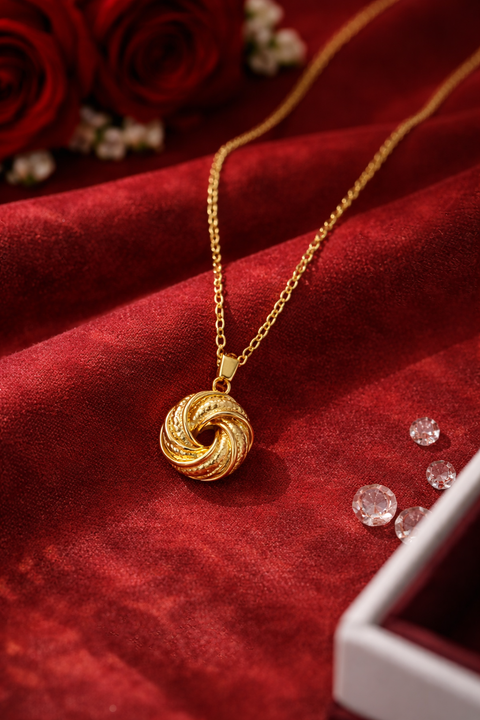 Promise Knot Gold Pendant Necklace Set