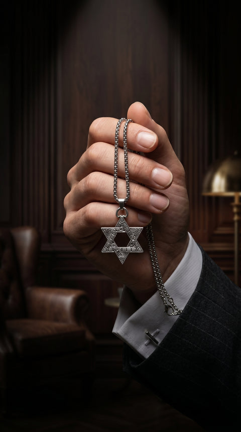 Star of David Pendant Necklace for Men | Stainless Steel Silver Chain | Premium Religious Jewelry