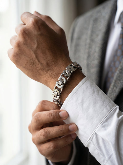 Men's Silver Link Bracelet | Anti-Tarnish Stainless Steel Bracelet