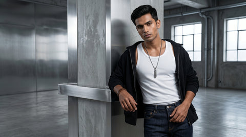 Men's Bullet Pendant Necklace | Stainless Steel Bullet Necklace for Men | Modern Minimalist Jewelry