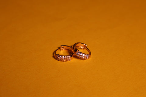 Rose Gold Pave Huggie Hoops