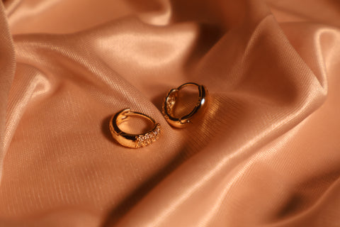 Rose Gold Pave Huggie Hoops