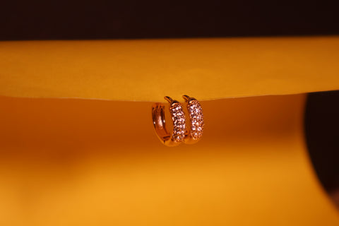 Rose Gold Pave Huggie Hoops
