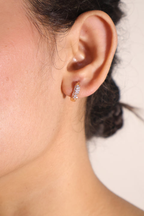 Rose Gold Pave Huggie Hoops