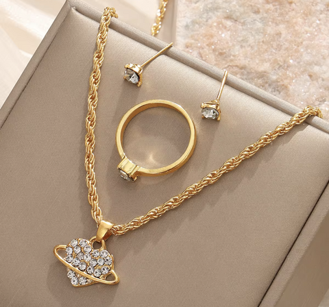 Valentine Special Celestial Heart Gold Jewelry Set