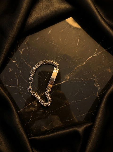 Men's Stainless Steel ID Link Bracelet – Premium Silver Chain Bracelet for Men