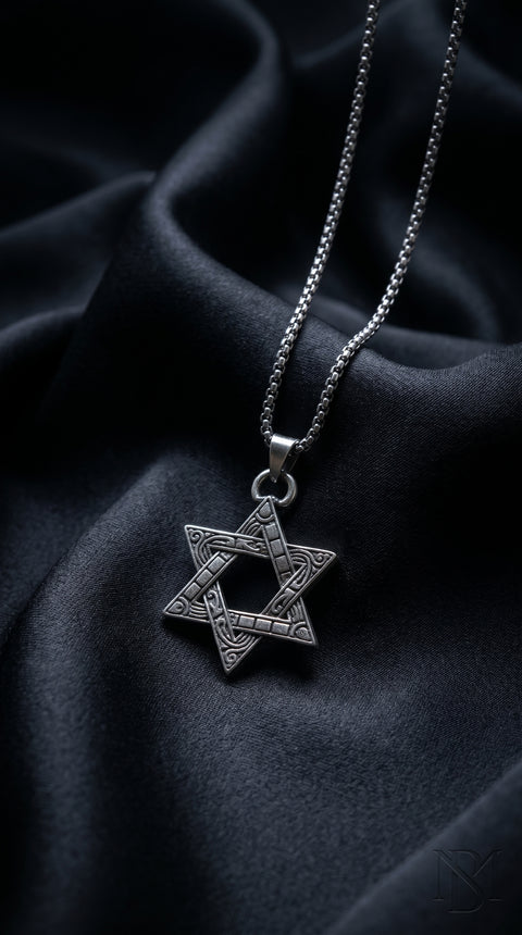 Star of David Pendant Necklace for Men | Stainless Steel Silver Chain | Premium Religious Jewelry