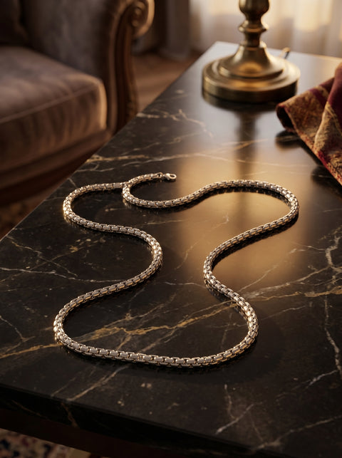 Men's Premium Silver Box Chain Necklace – Stainless Steel Minimalist Chain